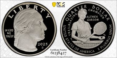 2025-S 25C Althea Gibson Silver First Strike PR70DCAM