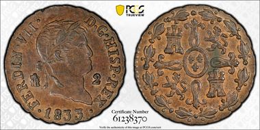 1833 2 Mar Calico-157 Segovia MS63BN
