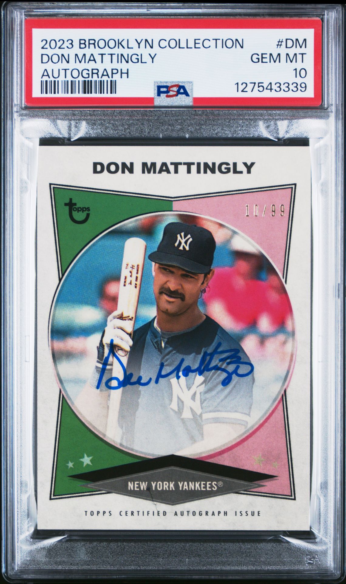 2023 Topps Brooklyn Collection Autograph Don Mattingly #Dm Gem Mt 10 front