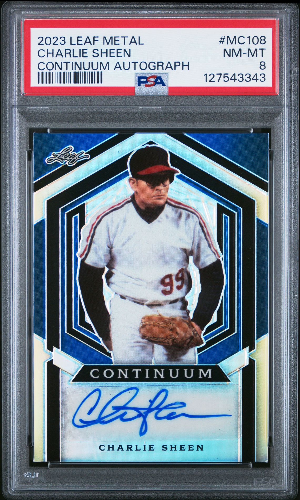 2023 Leaf Metal Continuum Autographs Charlie Sheen #Mc108 Nm-Mt 8 front