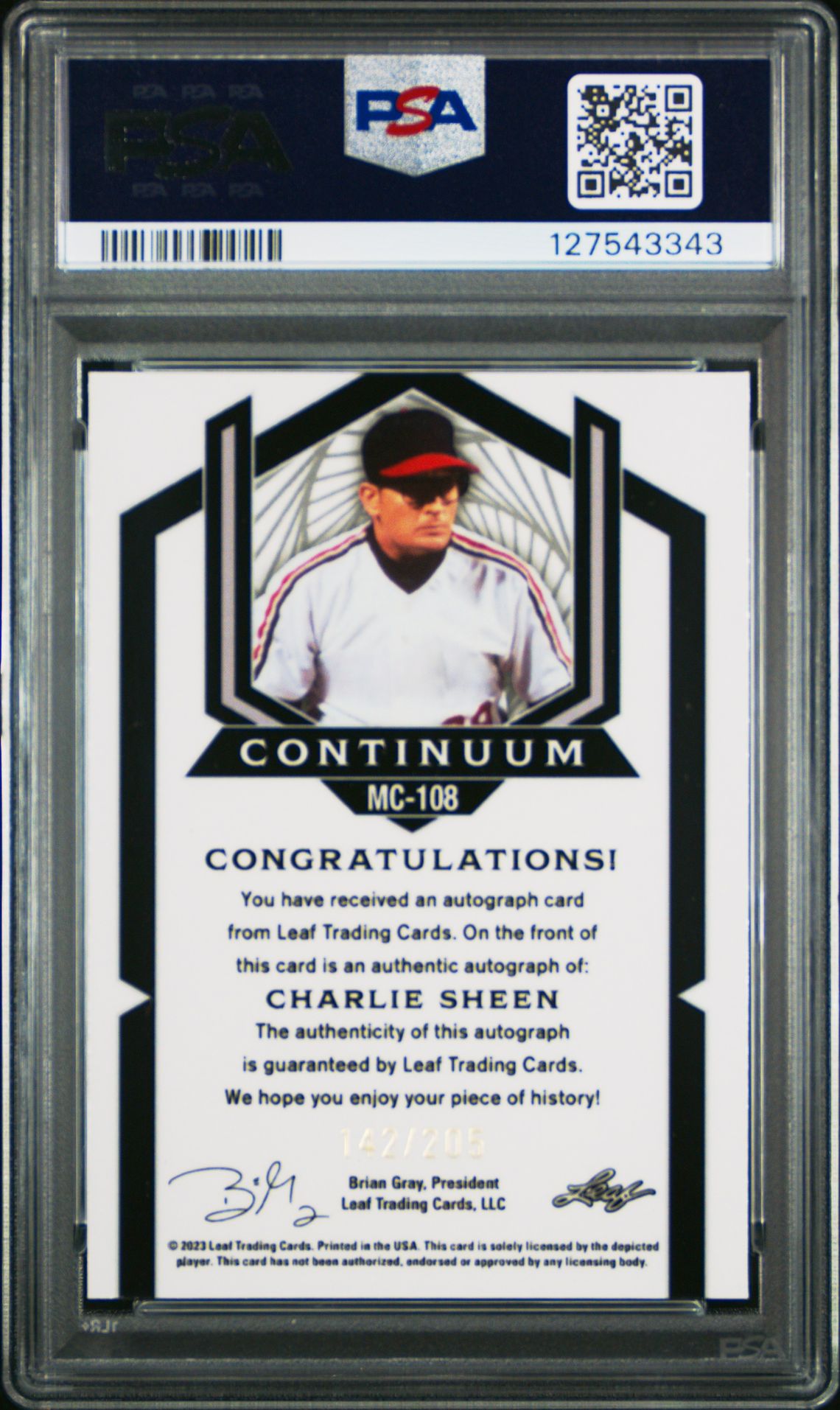 2023 Leaf Metal Continuum Autographs Charlie Sheen #Mc108 Nm-Mt 8 back
