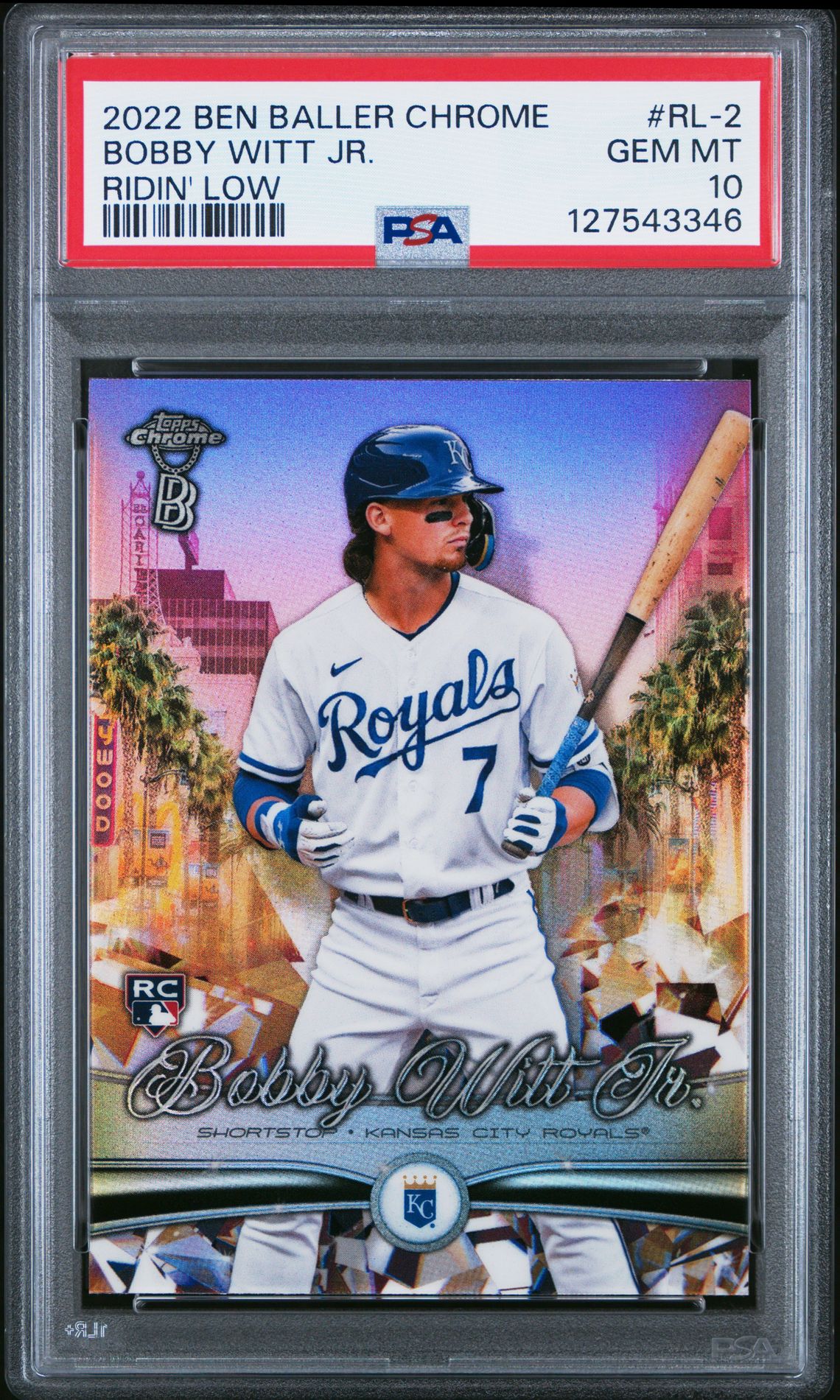 2022 Topps Chrome Ben Baller Ridin' Low Bobby Witt Jr. #Rl-2 (Ridin' Low) Gem Mt 10 front