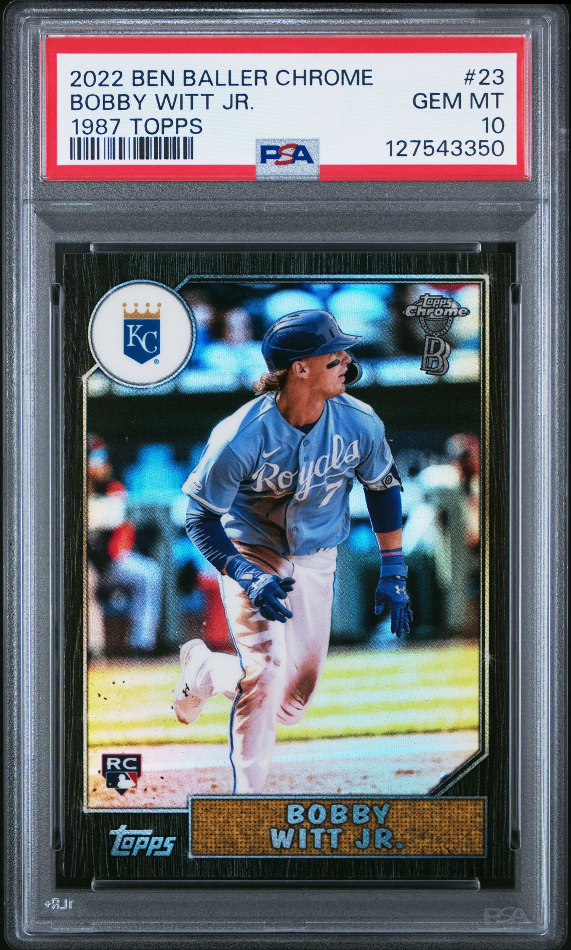 2022 Topps Chrome Ben Baller 1987 Topps Bobby Witt Jr. #23 (1987 Topps) Gem Mt 10 front