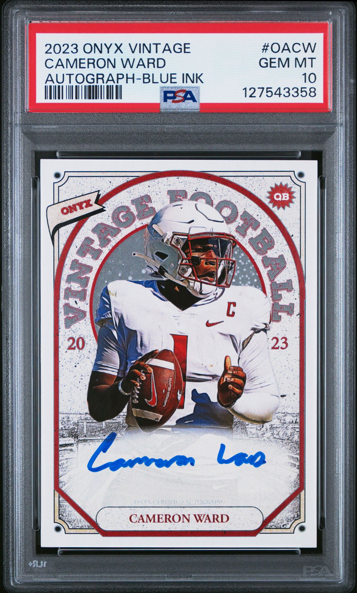 2023 Onyx Vintage Cameron Ward #Oacw (Autograph-Blue Ink) Gem Mt 10 front