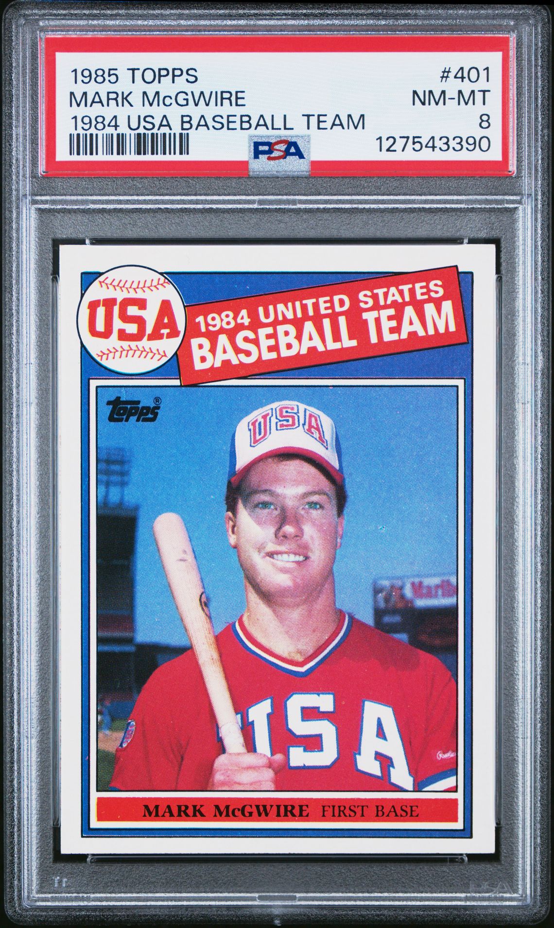 1985 Topps Mark Mcgwire #401 (1984 Usa Baseball Team) Nm-Mt 8 front