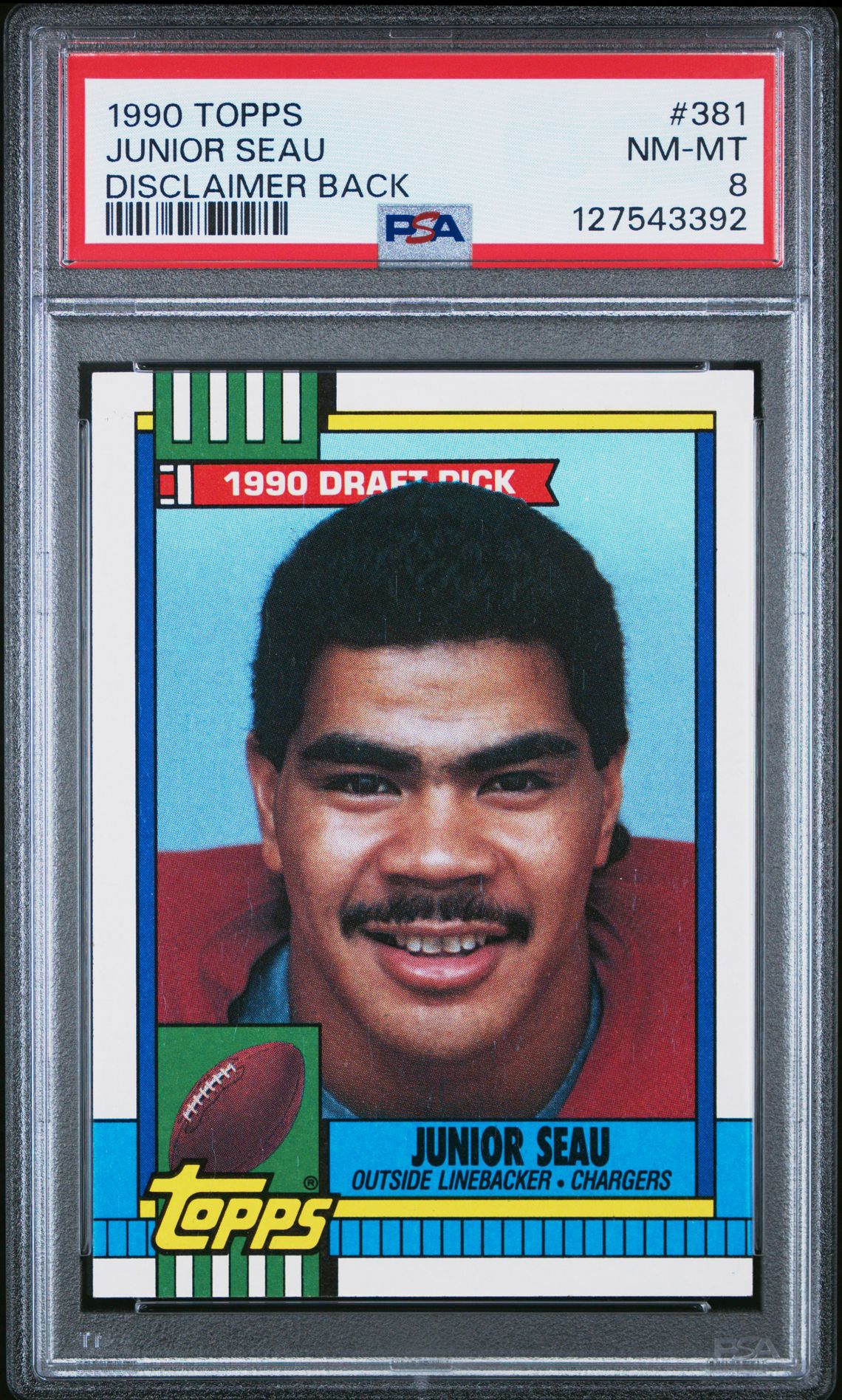 1990 Topps Junior Seau #381 (Disclaimer Back) Nm-Mt 8 front