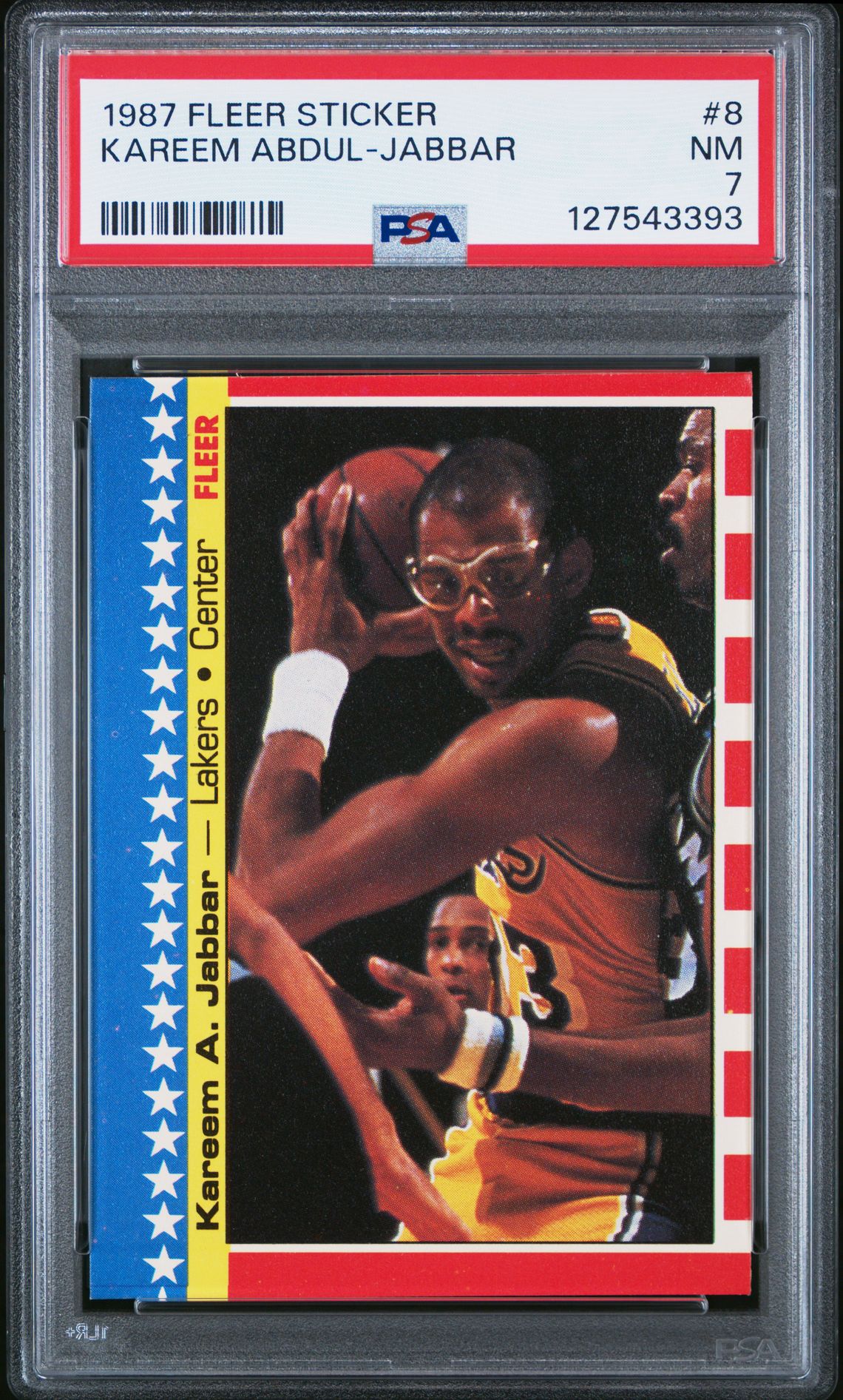 1987 Fleer Sticker Kareem Abdul-Jabbar #8 Nm 7 front