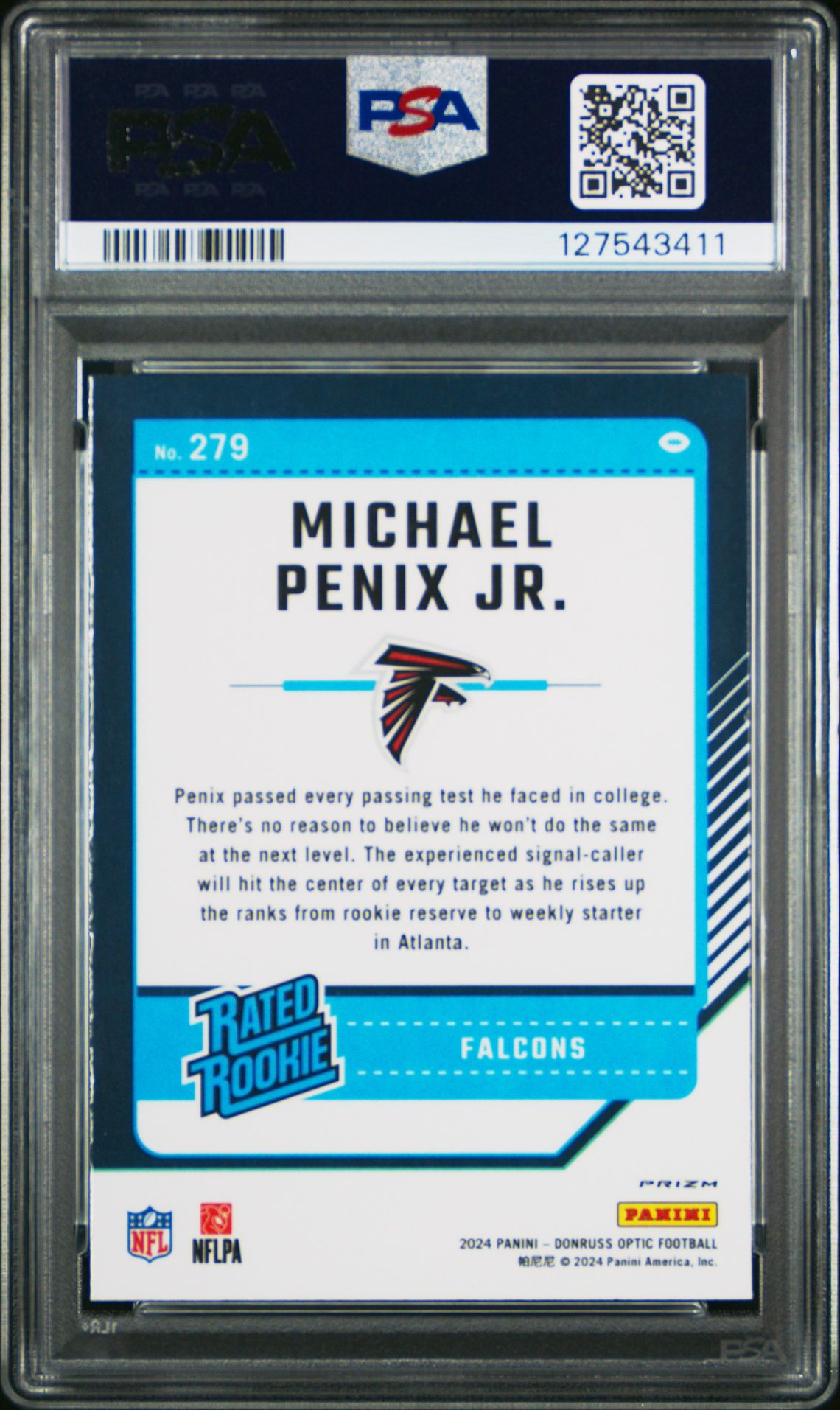 2024 Panini Donruss Optic Michael Penix Jr. #279 (Green Hyper) Mint 9 back