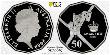 2000 50C Royal Visit Ag PR70DCAM