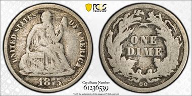 1875-CC 10C Mintmark Below Bow N1