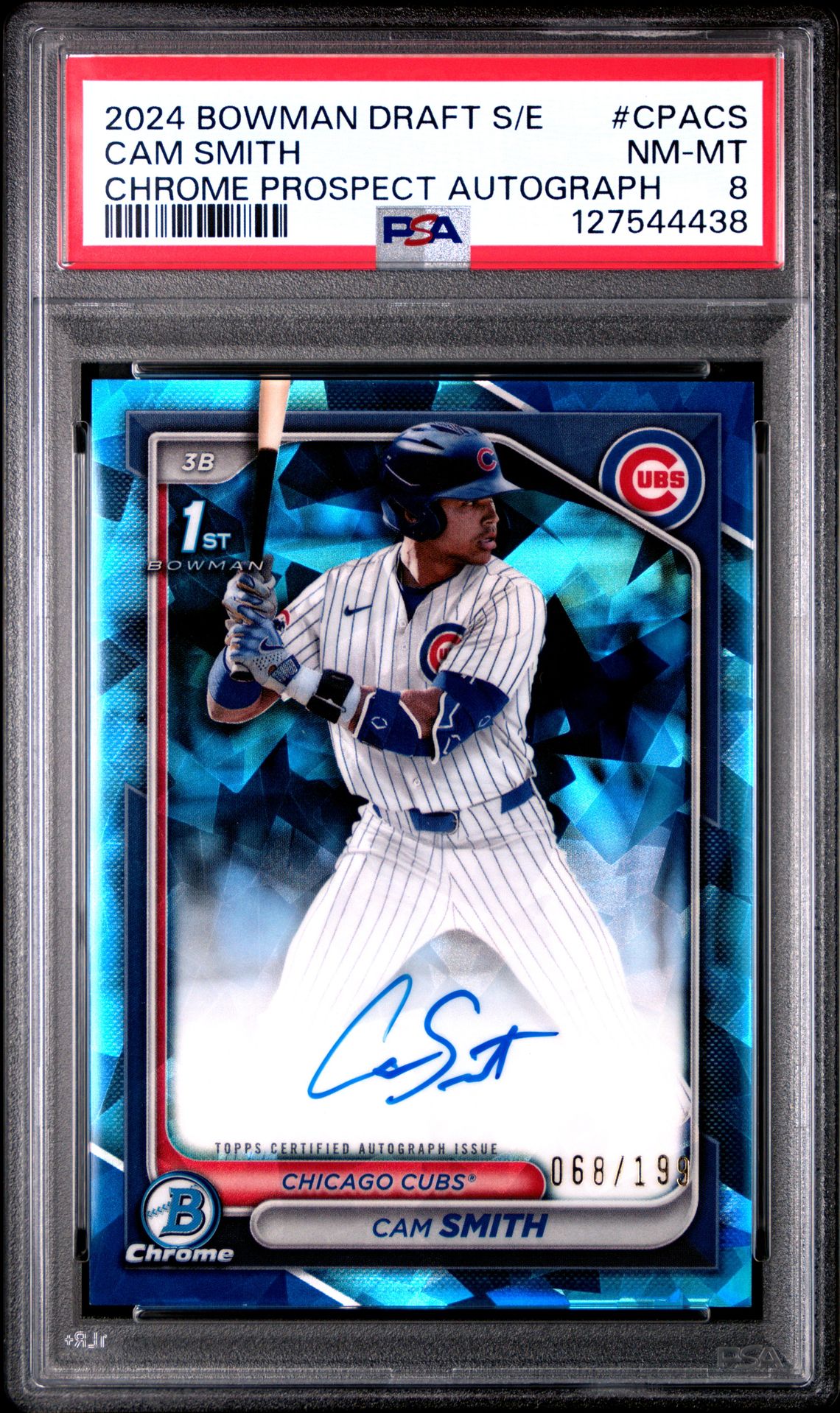 2024 Bowman Draft Sapphire Edition Chrome Sapphire Prospect Autographs Cam Smith #Cpacs Nm-Mt 8 front