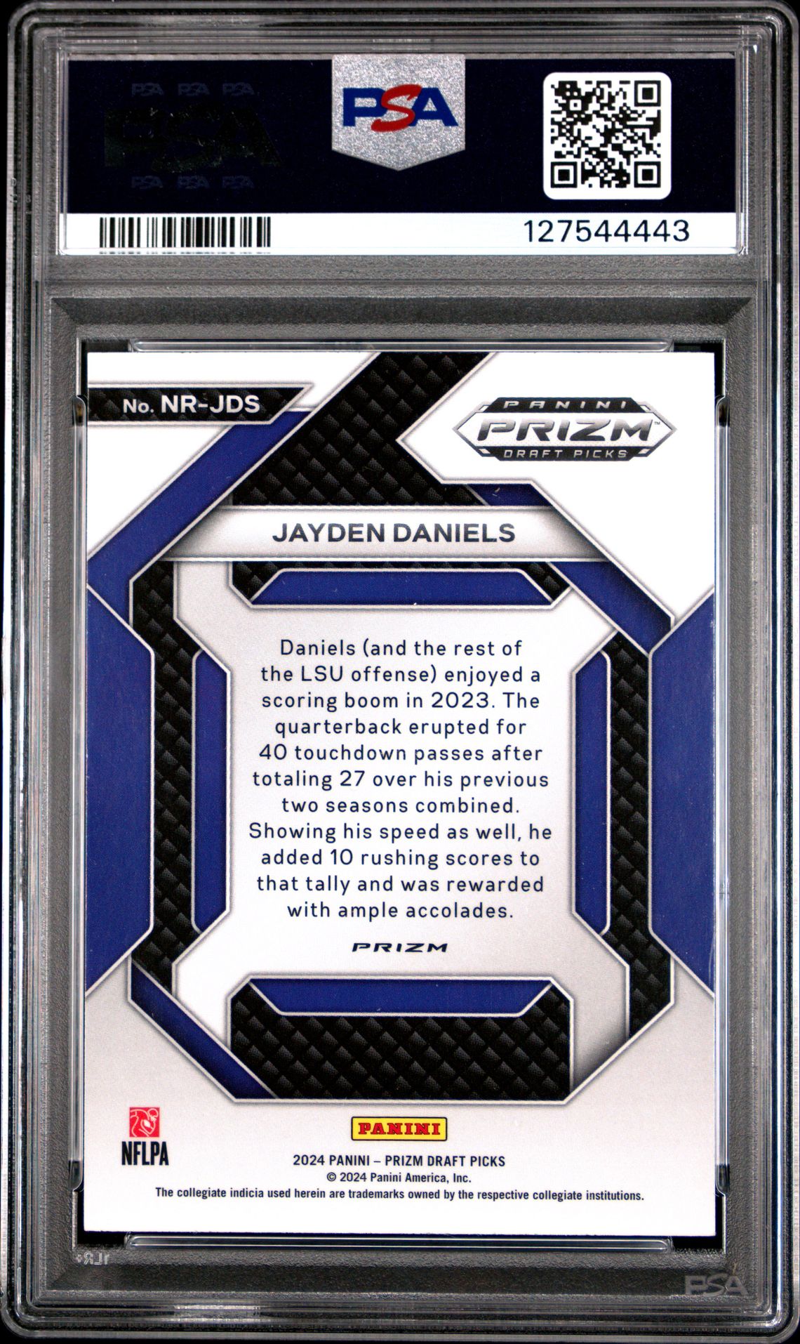 2024 Panini Prizm Draft Picks New Recruits Jayden Daniels #Nrjds (New Recruits-Red Ice) Gem Mt 10 back