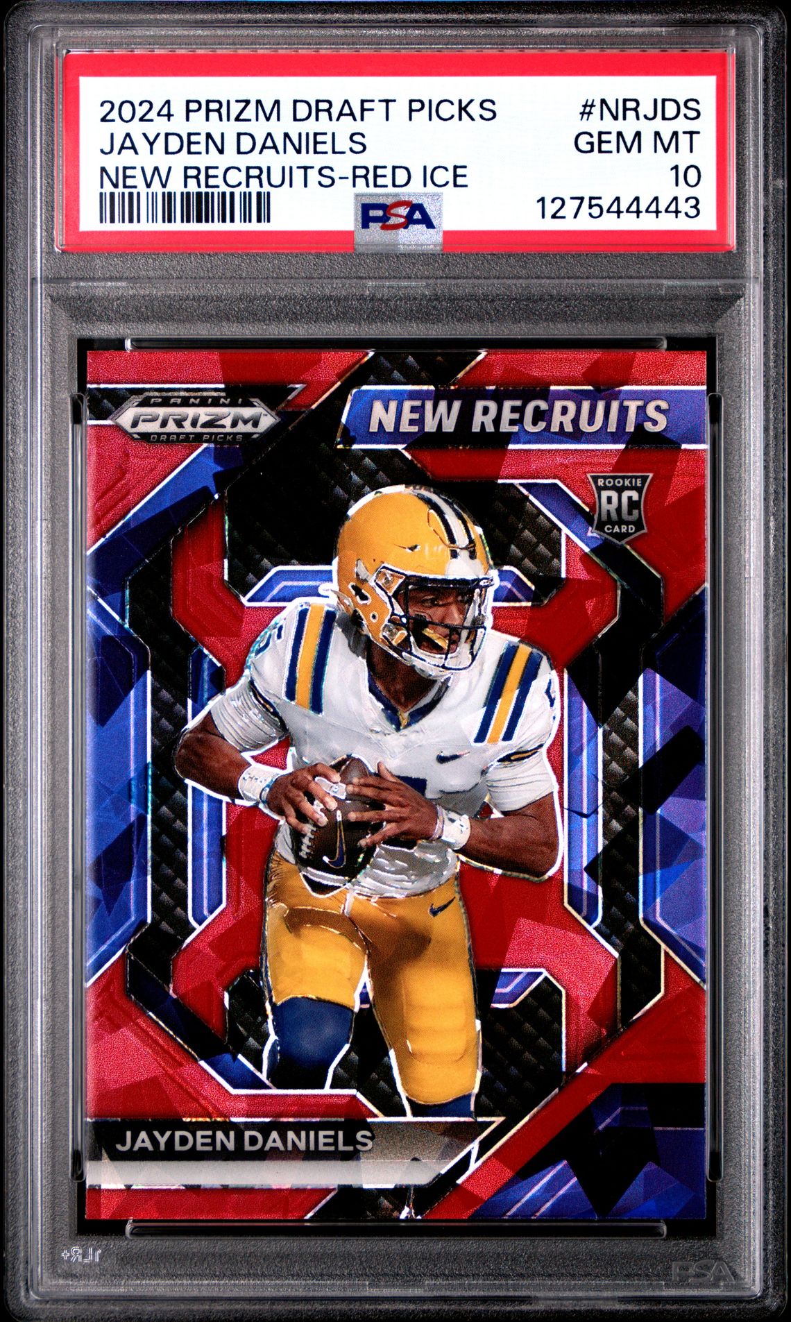 2024 Panini Prizm Draft Picks New Recruits Jayden Daniels #Nrjds (New Recruits-Red Ice) Gem Mt 10 front