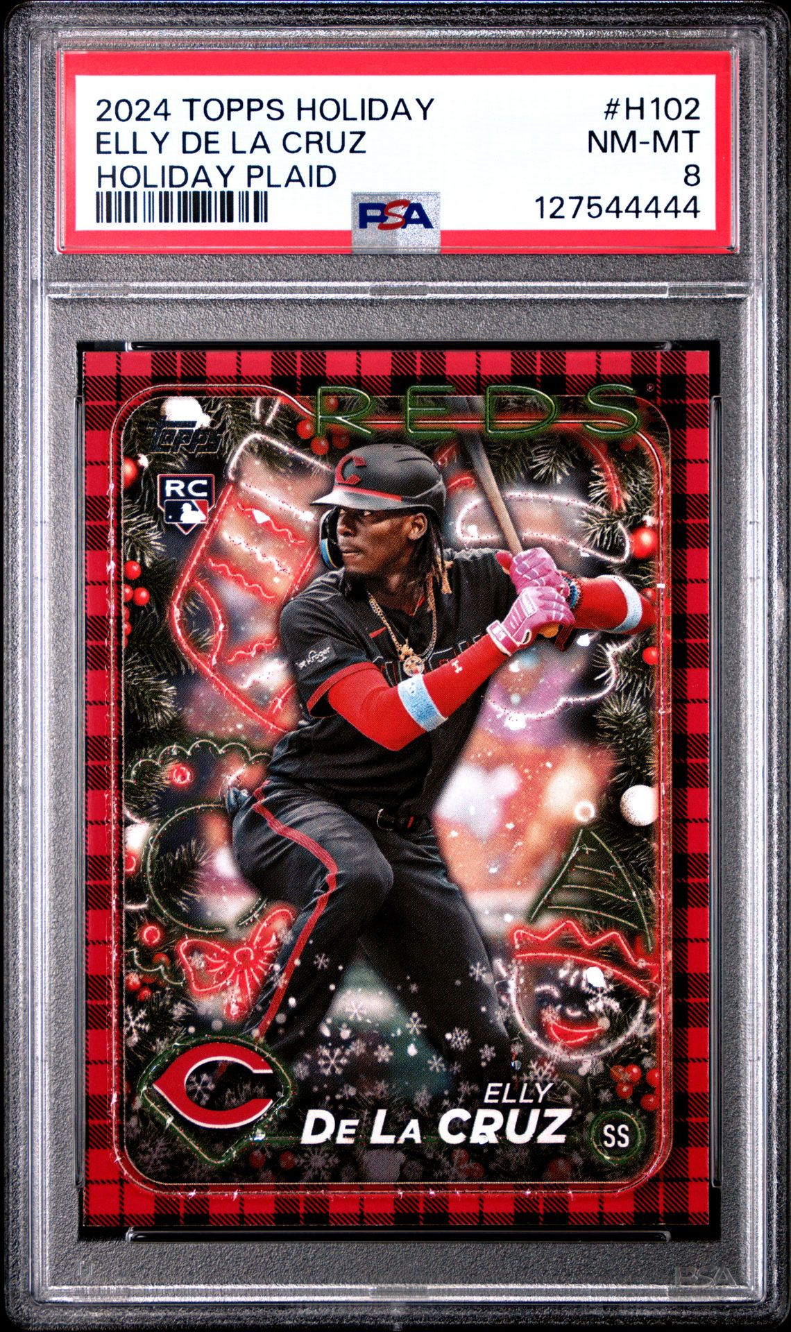 2024 Topps Holiday Elly De La Cruz #H102 (Holiday Plaid) Nm-Mt 8 front