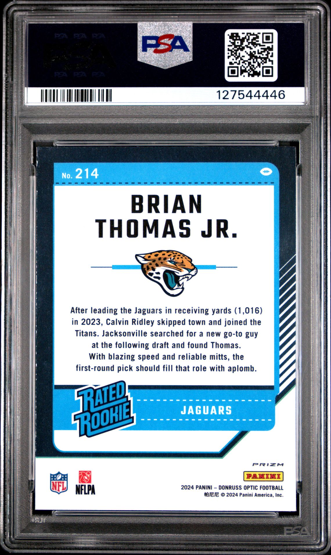 2024 Panini Donruss Optic Brian Thomas Jr. #214 (Holo) Mint 9 back