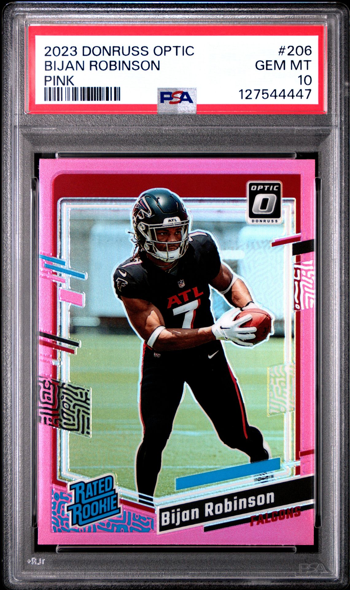 2023 Panini Donruss Optic Bijan Robinson #206 (Pink) Gem Mt 10 front