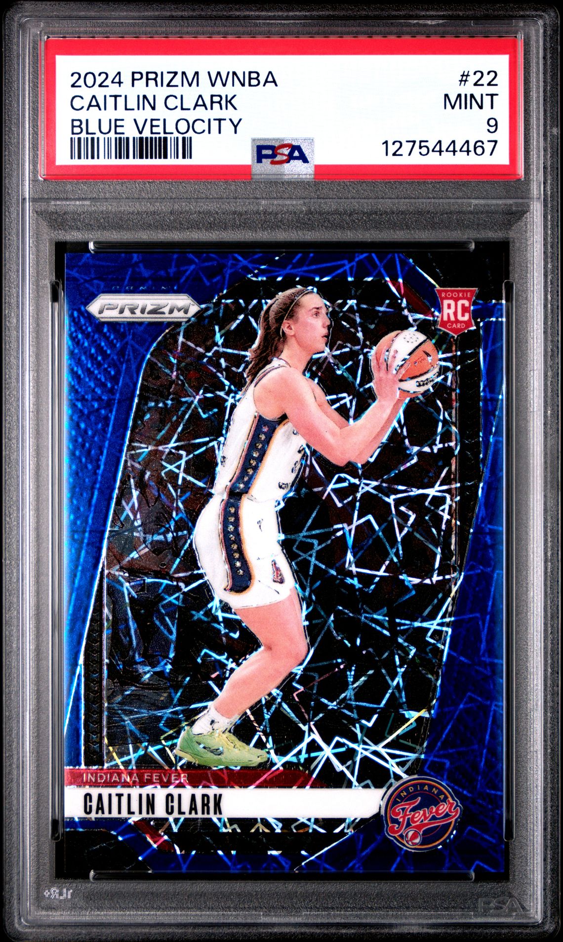2024 Panini Prizm Wnba Caitlin Clark #22 (Blue Velocity) Mint 9 front