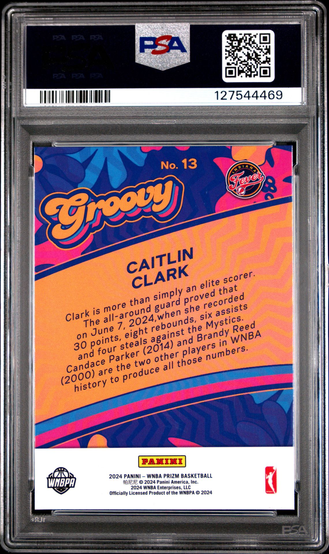 2024 Panini Prizm Wnba Groovy Caitlin Clark #13 Mint 9 back