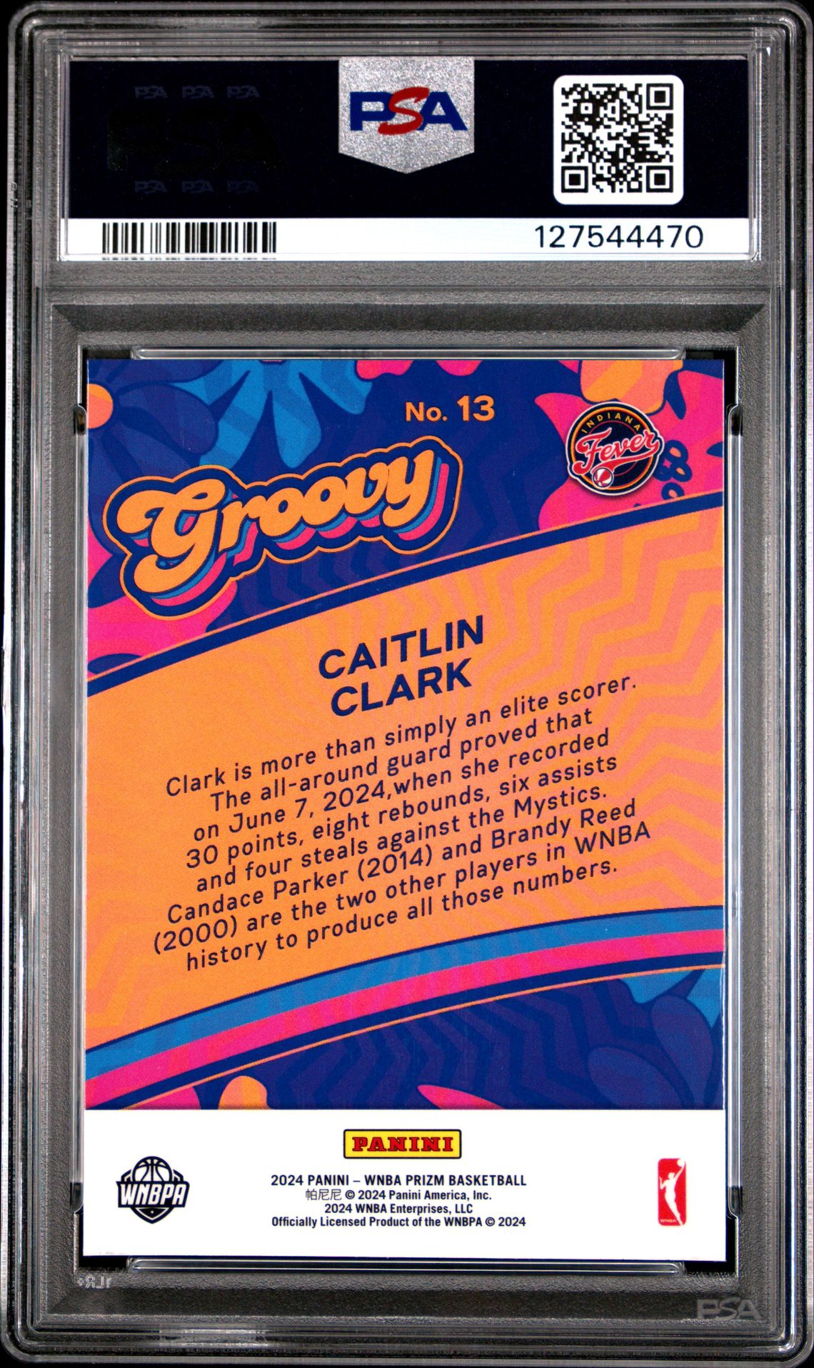 2024 Panini Prizm Wnba Groovy Caitlin Clark #13 Mint 9 back