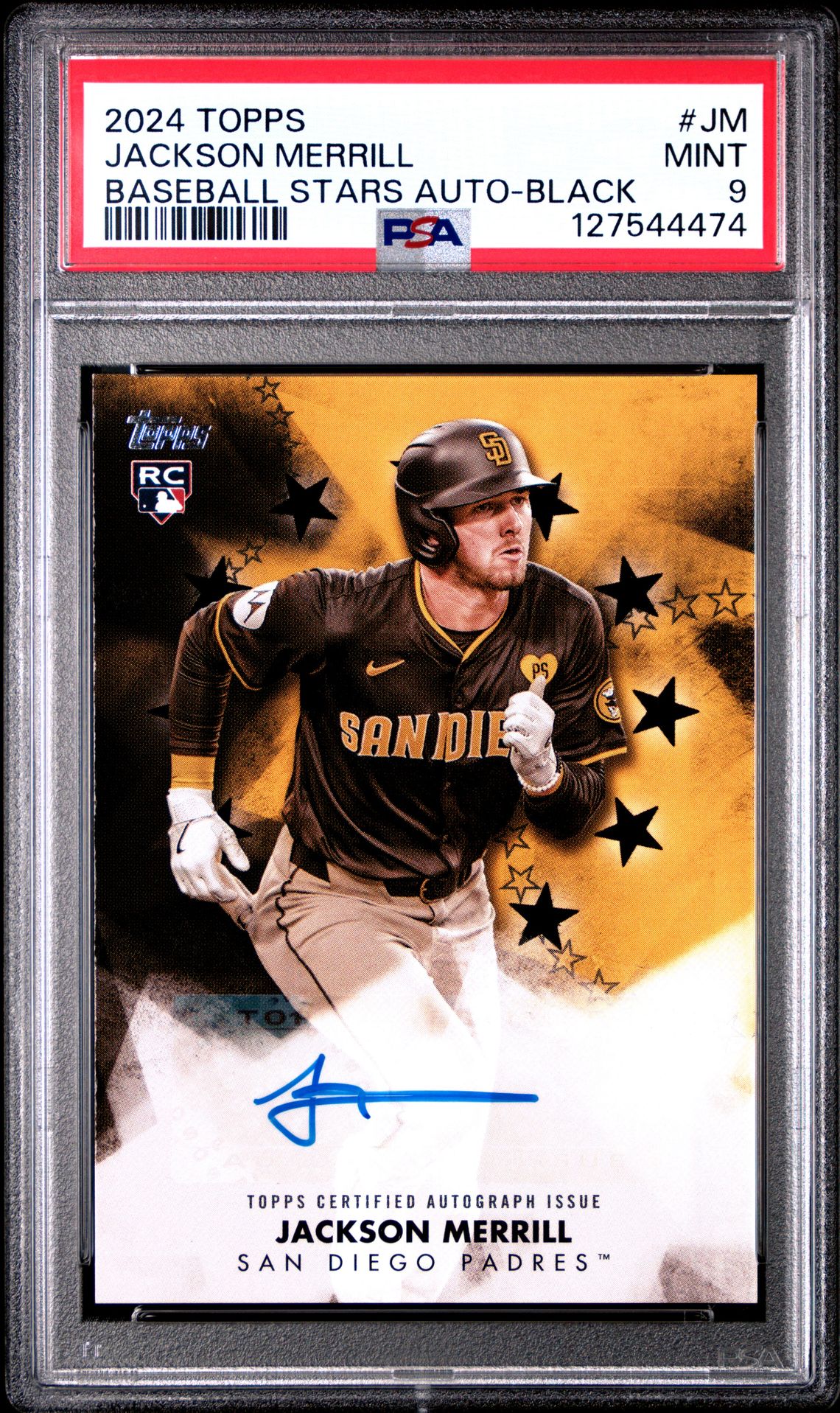 2024 Topps Baseball Stars Autographs Jackson Merrill #Jm (Baseball Stars Auto-Black) Mint 9 front