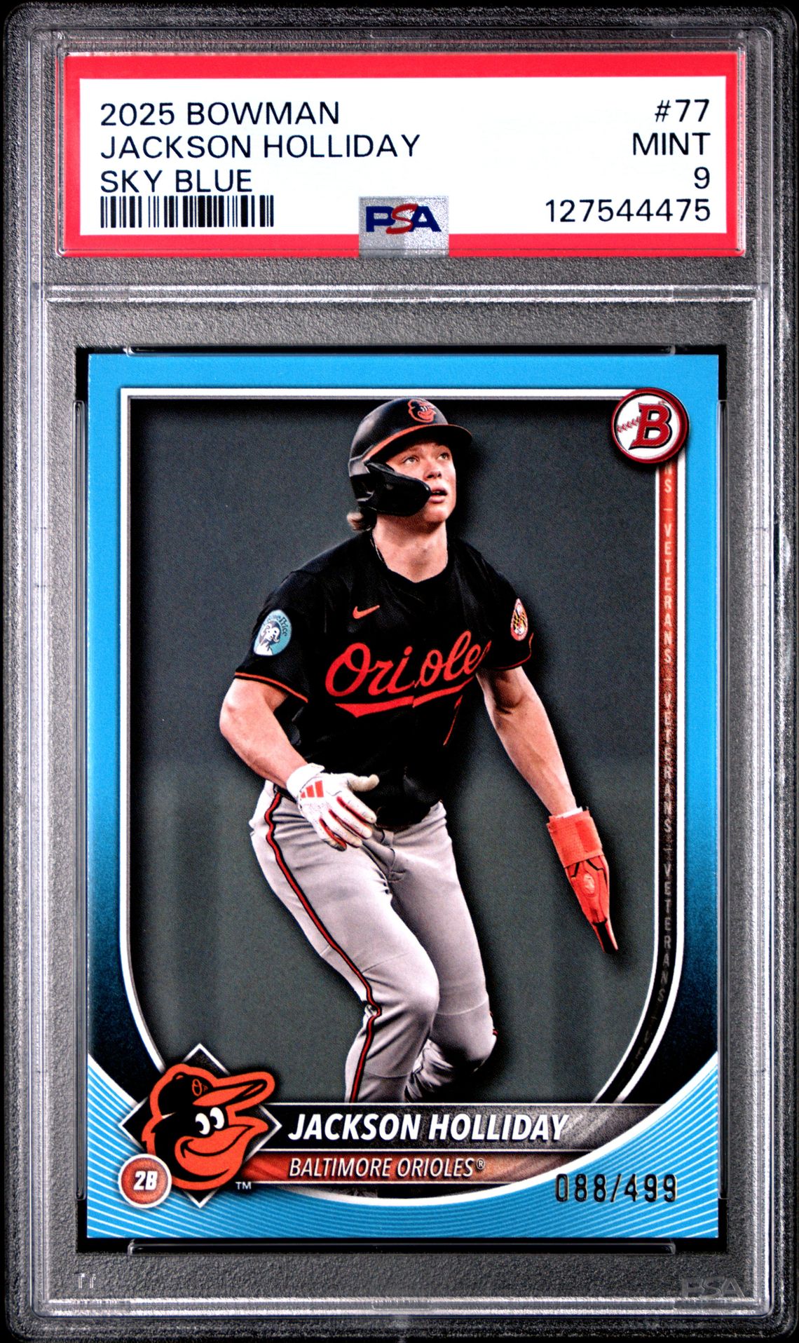 2025 Bowman Jackson Holliday #77 (Sky Blue) Mint 9 front