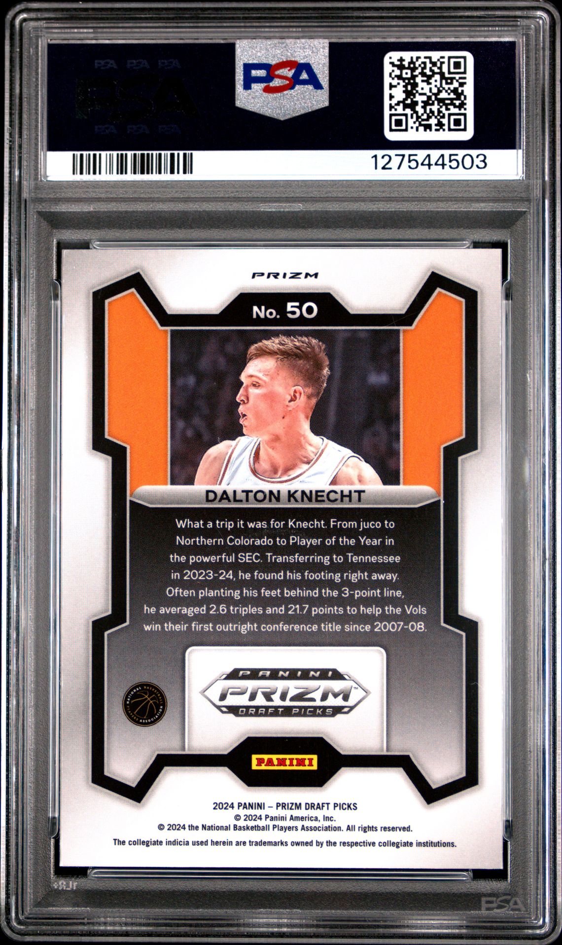 2024 Panini Prizm Draft Picks Dalton Knecht #50 (Green Prizm) Mint 9 back