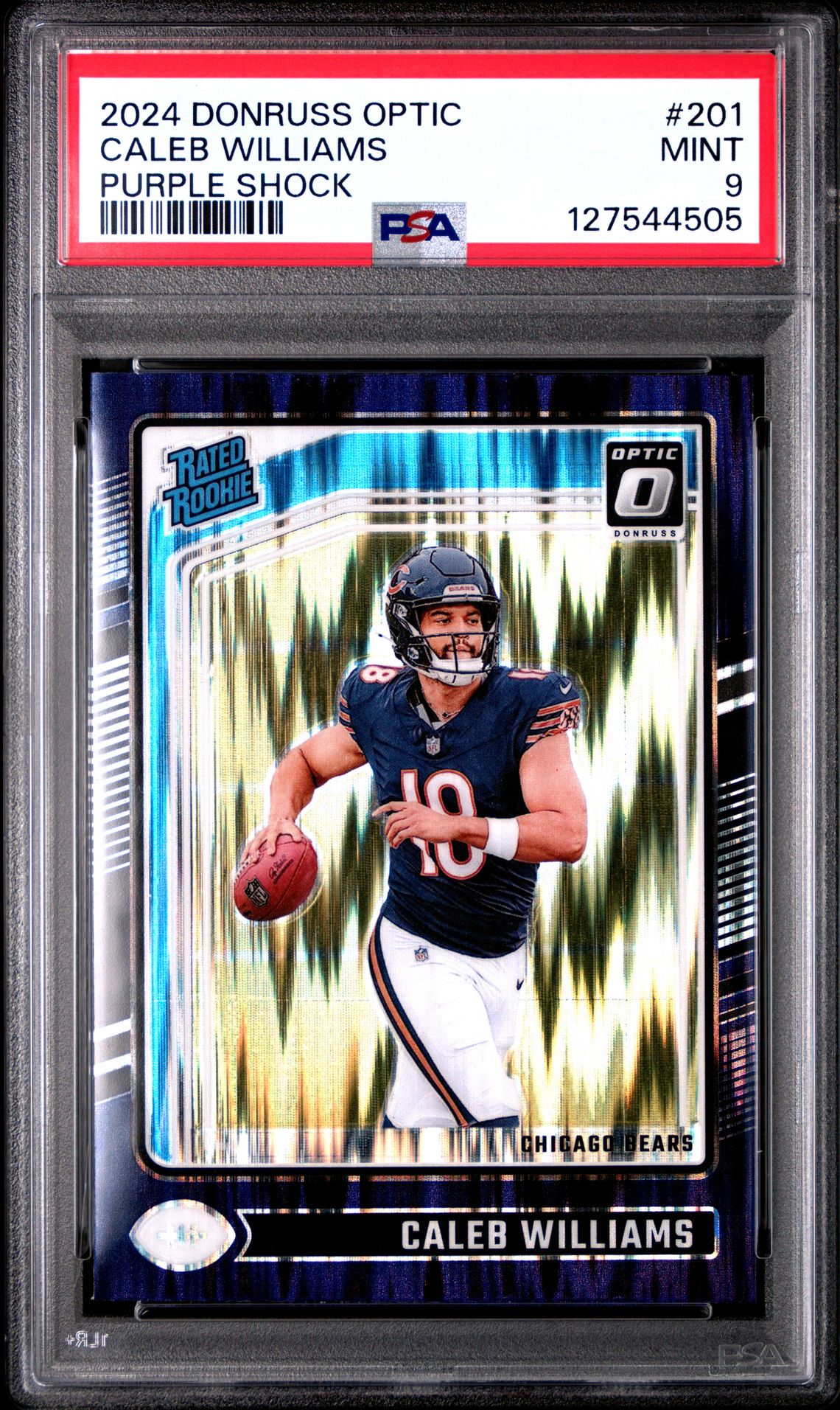 2024 Panini Donruss Optic Caleb Williams #201 (Purple Shock) Mint 9 front