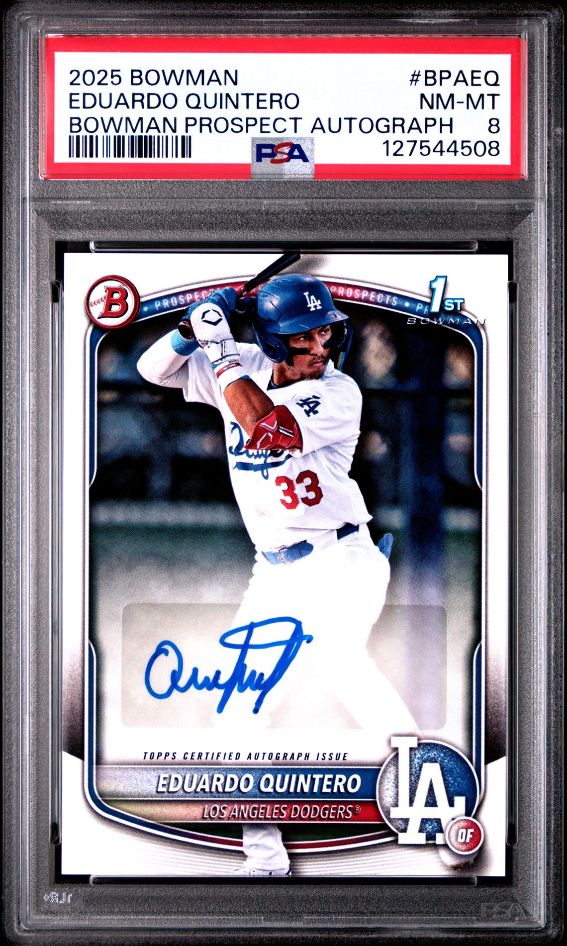 2025 Bowman Bowman Prospect Autographs Eduardo Quintero #Bpaeq Nm-Mt 8 front