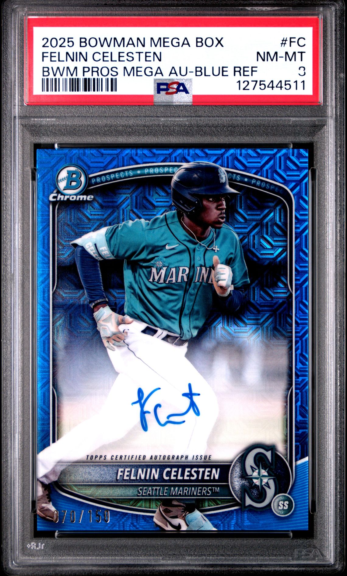 2025 Bowman Mega Box Bowman Prospect Mega Autographs Felnin Celesten #Fc (Bwm Pros Mega Au-Blue Ref) Nm-Mt 8 front