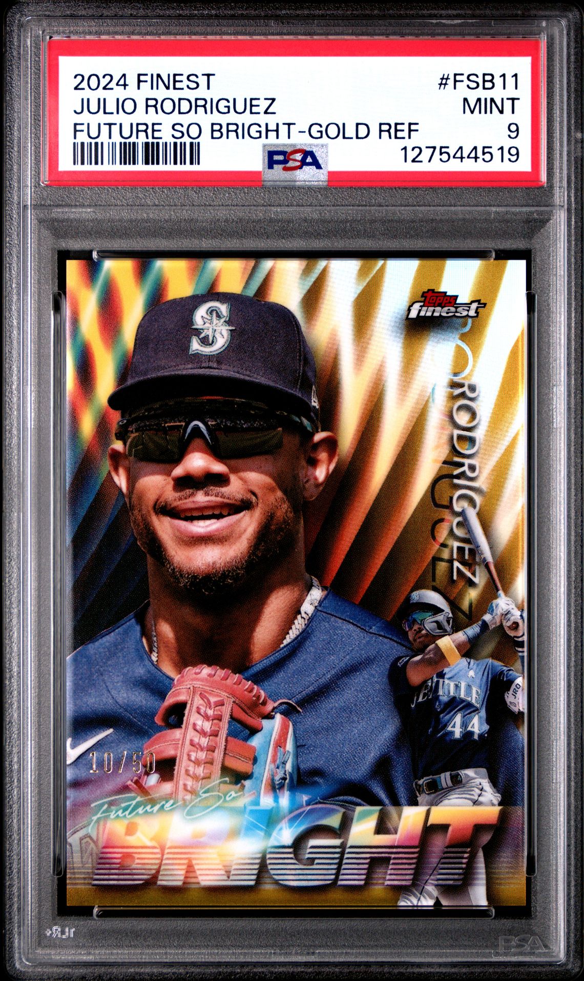 2024 Topps Finest Future So Bright Julio Rodriguez #Fsb11 (Future So Bright-Gold Ref) Mint 9 front