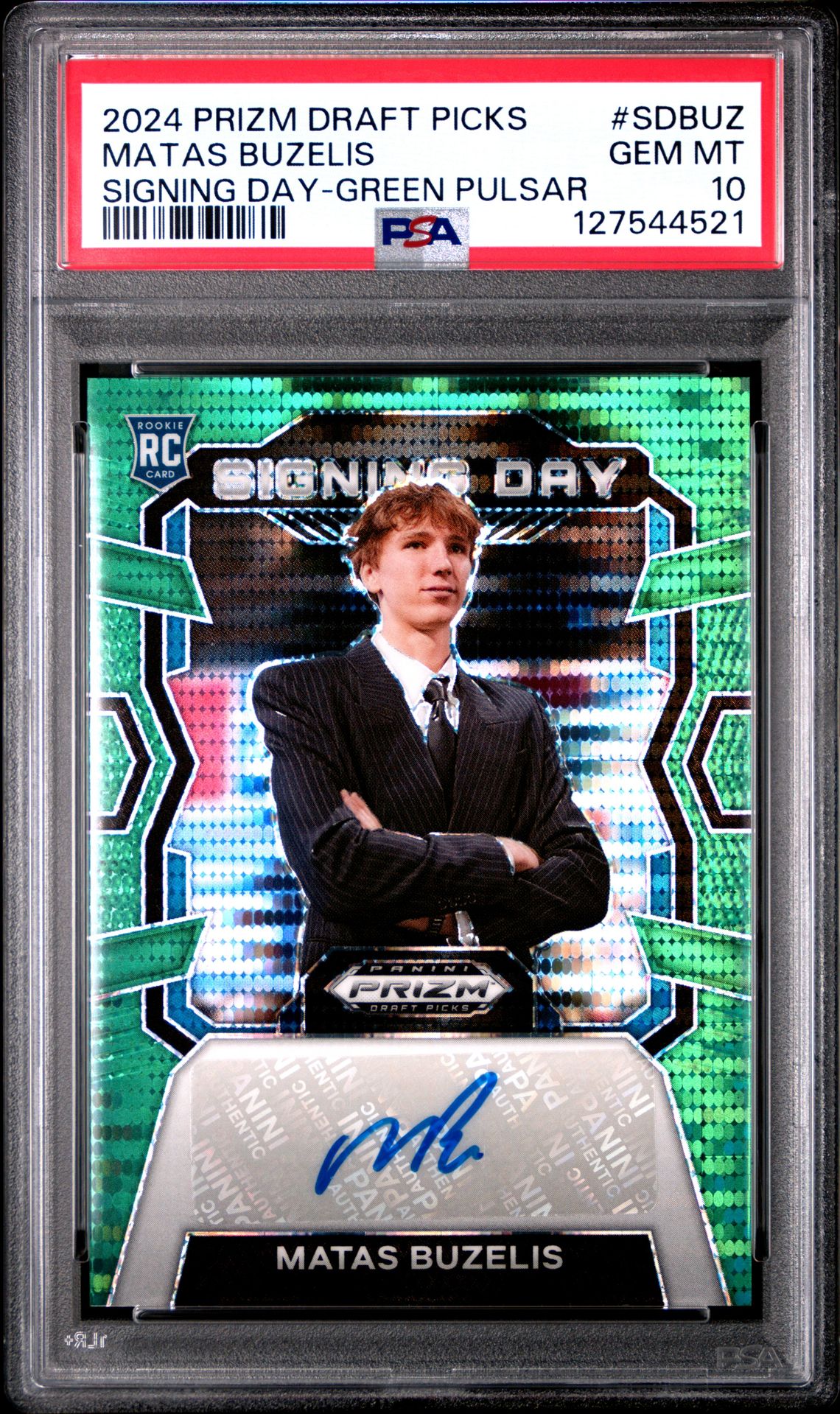 2024 Panini Prizm Draft Picks Signing Day Matas Buzelis #Sdbuz (Signing Day-Green Pulsar) Gem Mt 10 front