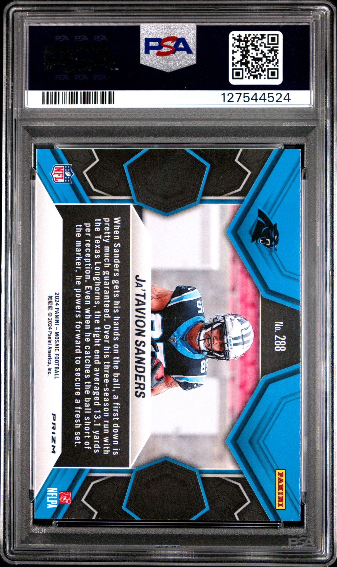 2024 Panini Mosaic Ja'tavion Sanders #288 (Genesis) Gem Mt 10 back