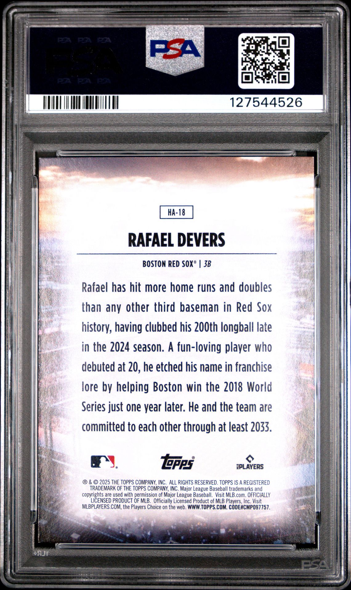 2025 Topps Home Field Advantage Rafael Devers #Ha18 Nm 7 back