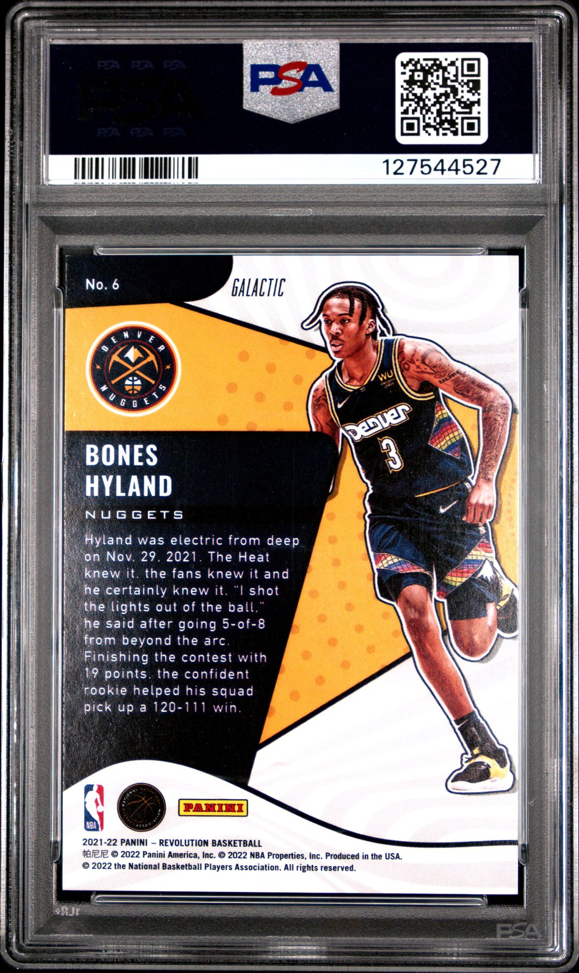 2021 Panini Revolution Rookie Revolution Bones Hyland #6 (Rke.revolution-Galactic) Mint 9 back