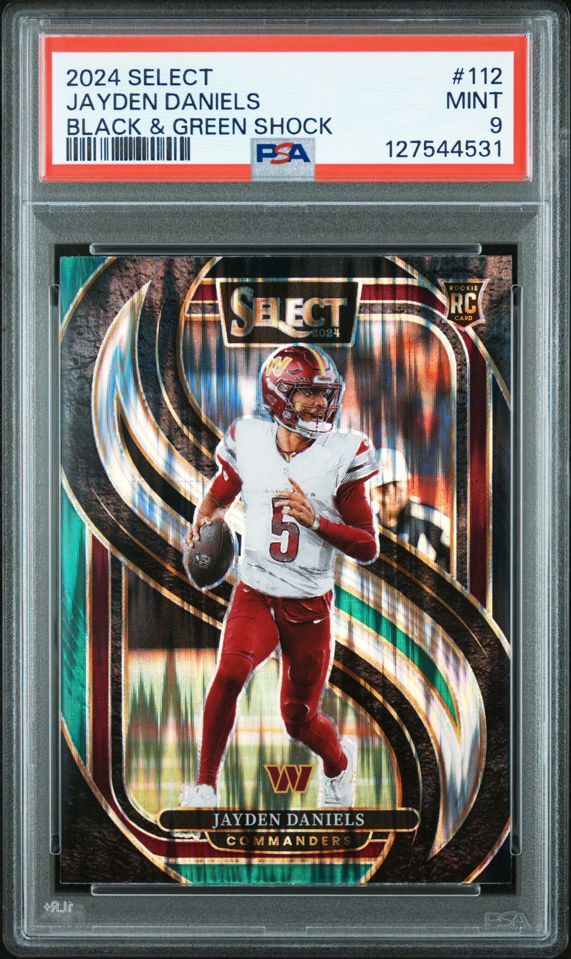 2024 Panini Select Jayden Daniels #112 (Black & Green Shock) Mint 9 front