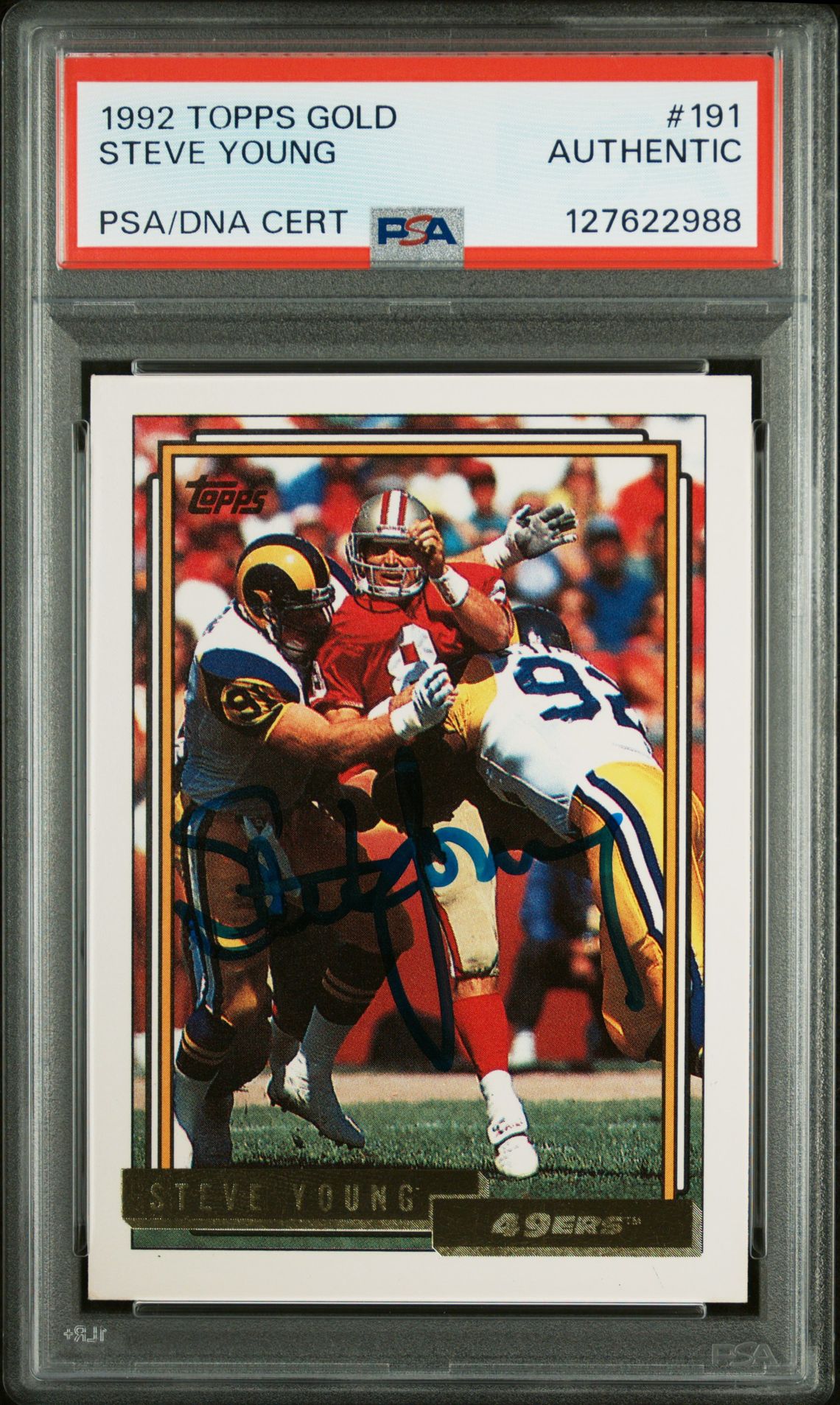 1992 Topps Gold Steve Young #191 N0: Authentic front