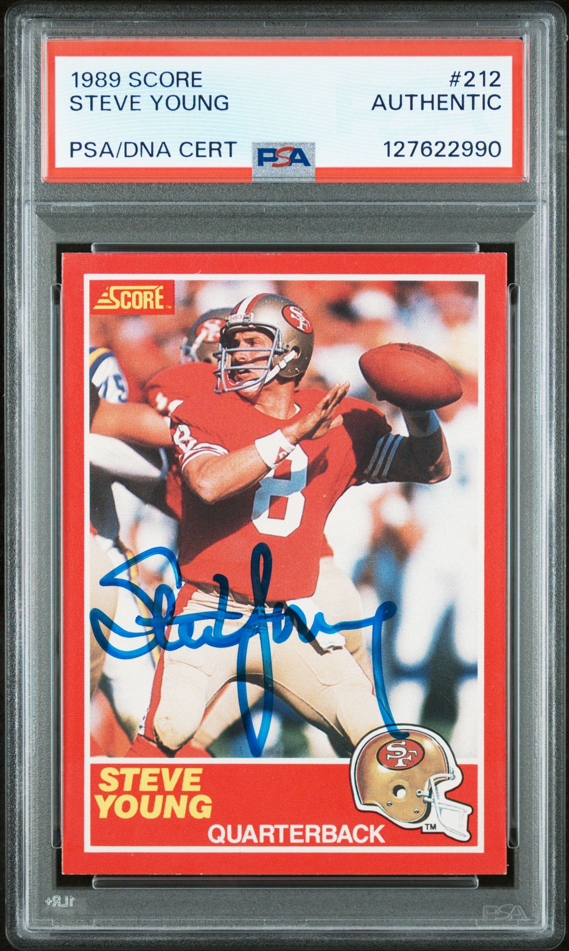 1989 Score Steve Young #212 N0: Authentic front