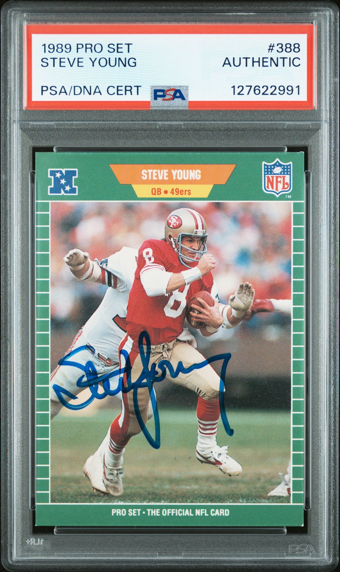 1989 Pro Set Steve Young #388 N0: Authentic front