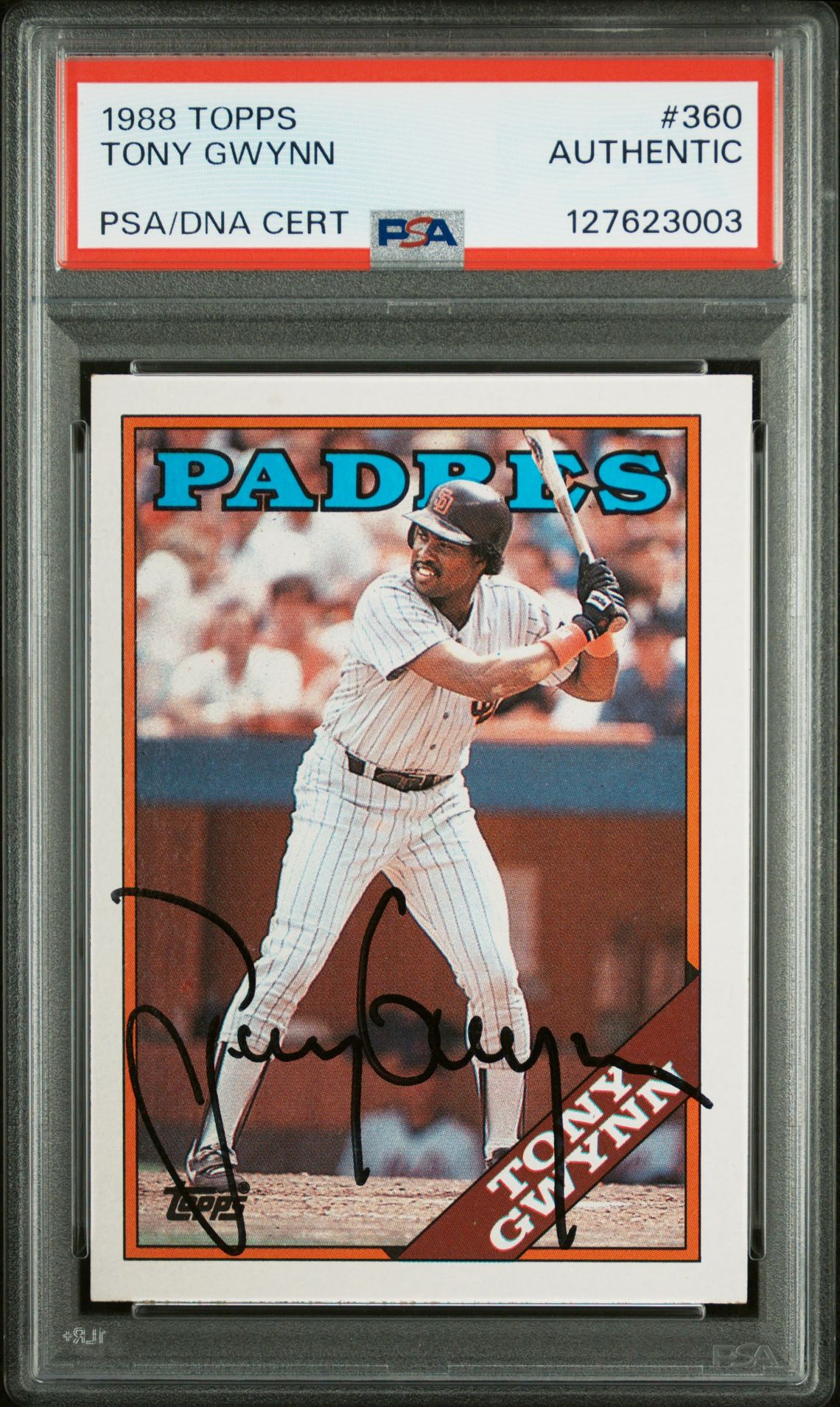 1988 Topps Tony Gwynn #360 N0: Authentic front