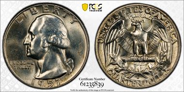 1957-D 25C Re-engraved TF, FS-901 MS64