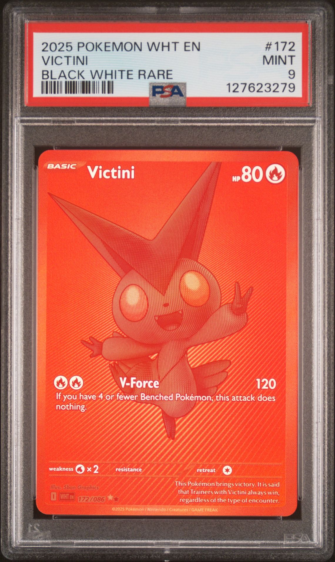 2025 Pokemon Wht En-White Flare Victini #172 (Black White Rare) Mint 9 front