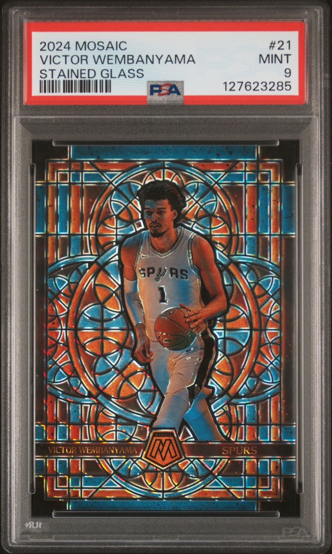 2024 Panini Mosaic Stained Glass Victor Wembanyama #21 Mint 9 front