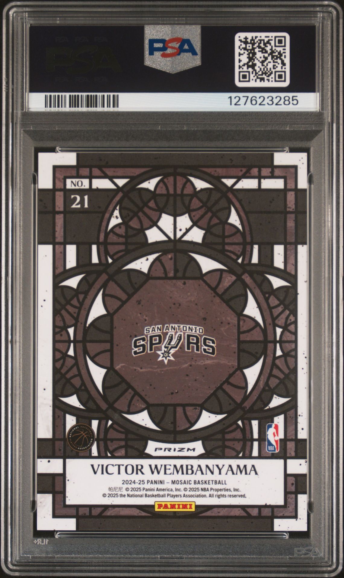2024 Panini Mosaic Stained Glass Victor Wembanyama #21 Mint 9 back