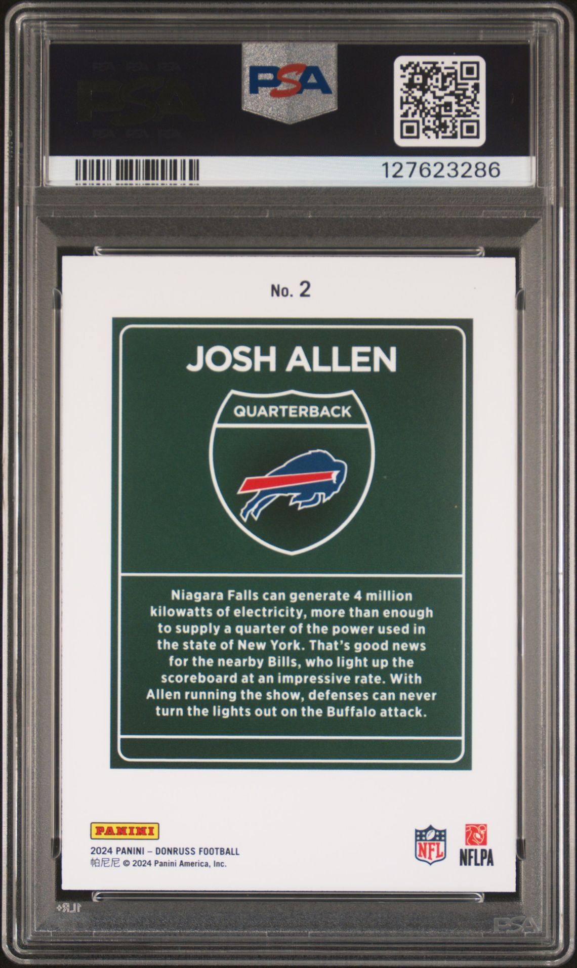 2024 Panini Donruss Downtown! Josh Allen #2 (Downtown!) Mint 9 back