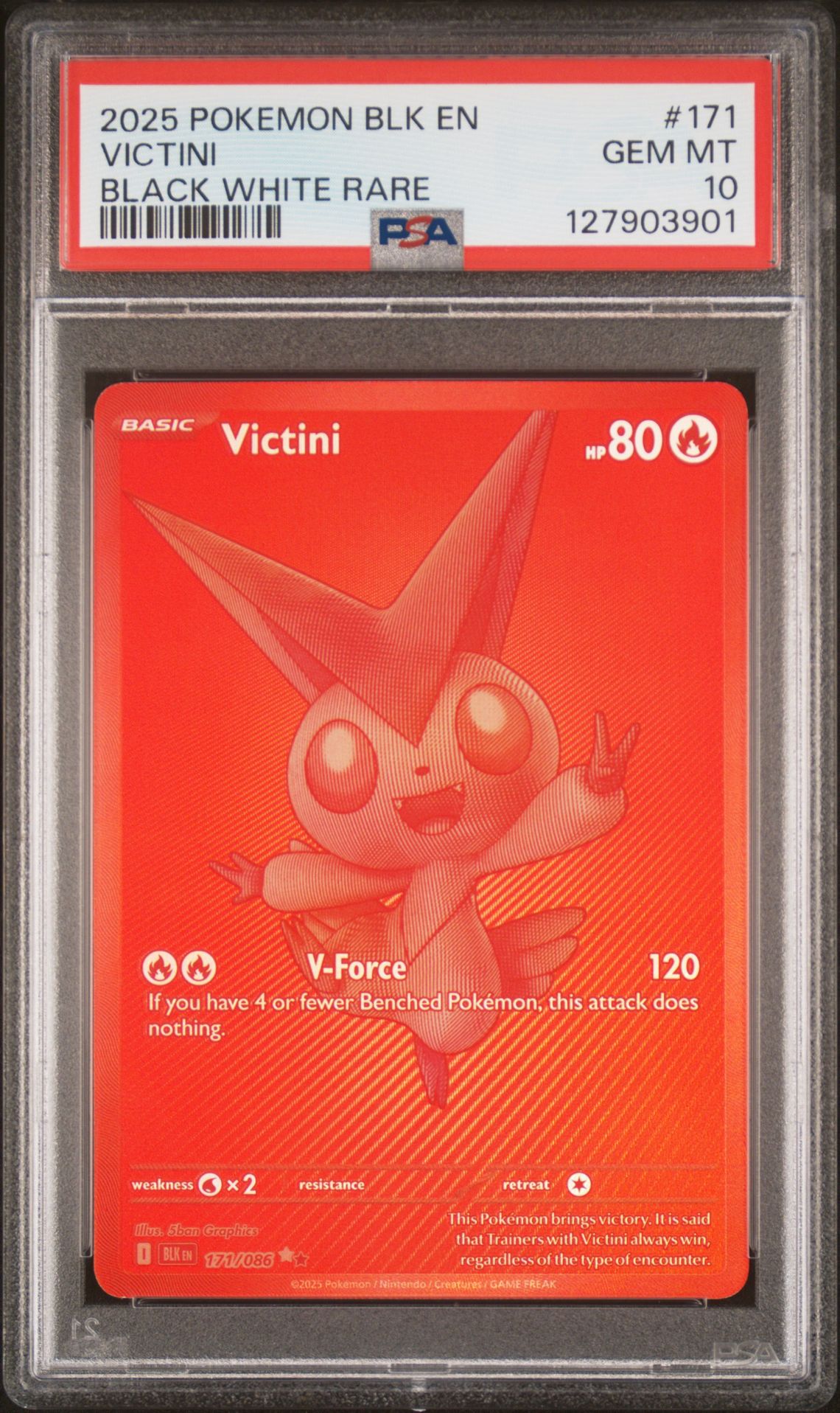 2025 Pokemon Blk En-Black Bolt Victini #171 (Black White Rare) Gem Mt 10 front