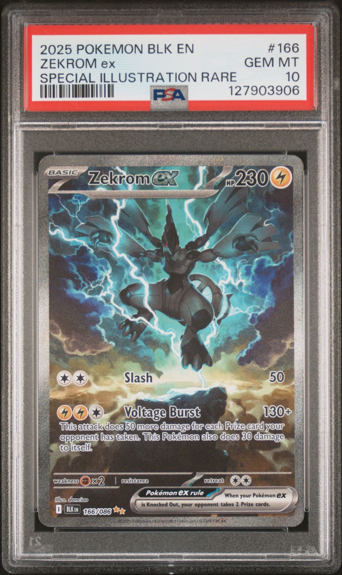 2025 Pokemon Blk En-Black Bolt Zekrom Ex #166 (Special Illustration Rare) Gem Mt 10 front