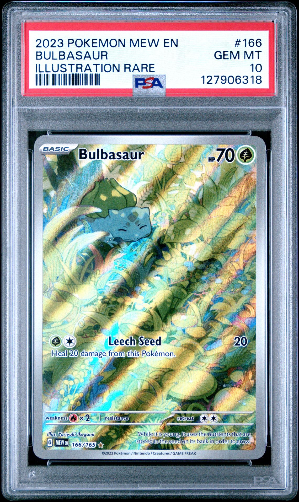 2023 Pokemon Mew En-151 Bulbasaur #166 (Illustration Rare) Gem Mt 10 front