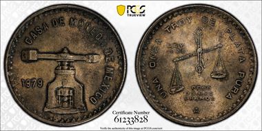 1979-Mo Onza KM-M49b.3 Ag Type 3 MS65