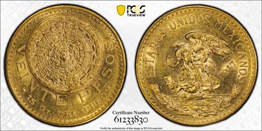 1917 20 Peso KM-478  Au MS61