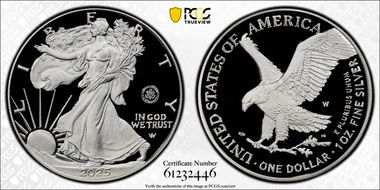 2025-W $1 Silver Eagle w/ U.S. Army Privy 250th Anniversary PR70DCAM